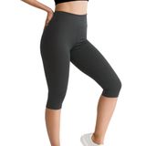 ALYA UNDERWEAR Diz Altı Kapri Tayt Yüksek Bel Likralı Parlak Dalgıç Kumaş, Antrasit (Füme), M