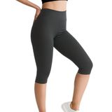 ALYA UNDERWEAR Diz Altı Kapri Tayt Yüksek Bel Likralı Parlak Dalgıç Kumaş, Antrasit (Füme), XXL