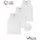 Alya Underwear Erkek Çocuk Pamuk Ribana Atlet Oval Yaka 3'lü Paket - 3 Adet Beyaz ( 9-10 Yaş ) - 9 - 10 Yaş