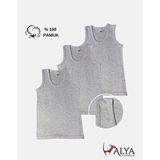 Alya Underwear Erkek Çocuk Pamuk Ribana Atlet Oval Yaka 3'lü Paket- 3 Adet Gri Melanj (13-14 Yaş) - 13 - 14 Yaş