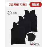 Alya Underwear Erkek Çocuk Pamuk Ribana Atlet Oval Yaka 3'lü Paket - 3 Adet Siyah ( 5-6 Yaş ) - 5 - 6 Yaş