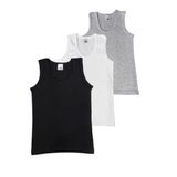 ALYA UNDERWEAR Erkek Çocuk, Pamuklu Ribana Kumaş Atlet, Oval Yaka 3'lü Paket (T01, 13-14 Yaş)