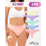 Alya Underwear Kadın Bato Tanga Pamuklu Külot, Büyük Beden, 5' Li Paket Iç Çamaşırı String, M - Sarı - Mavi - Yeşil
