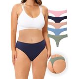 Alya Underwear Kadın Bato Tanga Pamuklu Külot, Büyük Beden, 5' Li Paket, Pudra, Mavi, Pembe, A.yeşil, Laci. - 2XL - Lacivert - Yeşil - Mavi