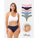 Alya Underwear Kadın Bato Tanga Pamuklu Külot, Büyük Beden, 5' Li Paket, Pudra, Mavi, Pembe, A.yeşil, Laci. L - Lacivert - Yeşil - Mavi