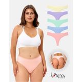 Alya Underwear Kadın Bato Tanga Pamuklu Külot, Büyük Beden, 5' Li Paket -Sarı, Mor Mint, Somon Mavi - 2XL - Sarı - Mavi - Yeşil