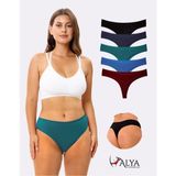 Alya Underwear Kadın Bato Tanga Pamuklu Külot, Büyük Beden, 5' Li Paket Siyah, Bordo, Koyu Yeşil, Indigo, Laci. - 3XL - Siyah - Lacivert - Bordo