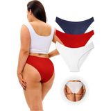ALYA UNDERWEAR Kadın Bikini Kesim Slip Külot 3 Adet ( 1 Adet Lacivert, 1 Adet Kırmızı, 1 Adet Ekru ) - Kırmızı - Lacivert - Beyaz