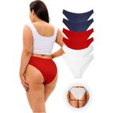 ALYA UNDERWEAR Kadın Bikini Kesim Slip Külot 6 Adet ( 2 Adet Lacivert, 2 Adet Kırmızı, 2 Adet Ekru ), S - Renkli