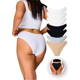 ALYA UNDERWEAR Kadın Bikini Kesim Slip Külot 7 Adet ( 3 Adet Beyaz, 2 Adet Siyah, 1 Adet Ten, 1 Adet Gri Melanj ) - Beyaz - Siyah - Gri Melanj - XL