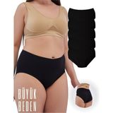 ALYA UNDERWEAR Kadın Büyük Beden Külot Battal Full Brief (8xl, 9xl, 10xl) 5 Adet Siyah
