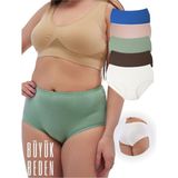 ALYA UNDERWEAR Kadın Büyük Beden Külot Battal Full Brief (8xl, 9xl, 10xl) 5 Farklı Renk 1 Pakette - Kahverengi