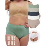 ALYA UNDERWEAR Kadın Büyük Beden Külot Battal Full Brief (8xl, 9xl, 10xl) 5 Farklı Renk 1 Pakette - Yeşil