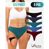 Alya Underwear Kadın Büyük Beden Tanga Pamuklu, Battal String, 5' Li Paket Siyah, Bordo, Koyu Yeşil, Indigo, Laci., Xl - Siyah - Lacivert - Bordo