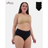 Alya Underwear Kadın Büyük Beden Yüksek Bel Külot Full Brief, 3'lü Paket Siyah - 5XL