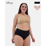Alya Underwear Kadın Büyük Beden Yüksek Bel Külot Full Brief, 3'lü Paket Siyah Beyaz Ten - 5XL - Siyah - Beyaz - Ten