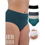 Alya Underwear Kadın Büyük Beden Yüksek Bel Külot Full Brief, 5'li Paket 5 Farklı Renk 1 Pakette - 6XL - Siyah - Yeşil - Beyaz