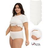 Alya Underwear Kadın Büyük Beden Yüksek Bel Külot Full Brief, 5'li Paket Beyaz - 7XL - Optik Beyaz