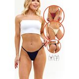 Alya Underwear Kadın Ipli Tanga Külotlar - 3’lü Paket (1 Ad Ekru, 1 Ad Kırmızı, 1 Ad Lacivert) 1301T - Kırmızı - Lacivert - Beyaz