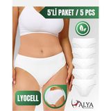 Alya Underwear Kadın Külot, Liyosel Kumaş Külot, Rahat ve Dayanıklı Kadın Iç Çamaşırı, Lyocell 5'li Paket - Beyaz, S