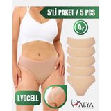 Alya Underwear Kadın Külot, Liyosel Kumaş Külot, Rahat ve Dayanıklı Kadın Iç Çamaşırı, Lyocell 5'li Paket - Ten, M