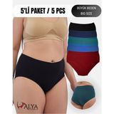 Alya Underwear Kadın Külot, Pamuklu Büyük Beden Külot, Yüksek Bel Iç Çamaşırı ( P24, 6xl ) - Bordo - Yeşil - Mavi