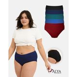 Alya Underwear Kadın Külot, Pamuklu Büyük Beden Külot, Yüksek Bel Iç Çamaşırı ( P24, 7xl ) - Bordo - Yeşil - Mavi
