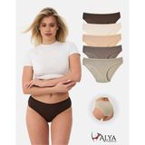ALYA UNDERWEAR Kadın Külot Pamuklu Iç Çamaşırı Büyük Beden Dahil - Kahve, Bej, Pudra, Sütlü Kahve, Beyaz 5'li Paket- P20 - S - Sütlü Kahve - Krem