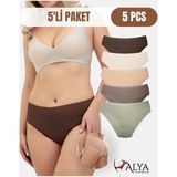 ALYA UNDERWEAR Kadın Külot Pamuklu Iç Çamaşırı Büyük Beden Dahil - Kahve, Bej, Pudra, Sütlü Kahve, Beyaz 5'li Paket- P20 - Xl - Sütlü Kahve - Krem