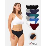 Alya Underwear Kadın Külot Pamuklu Slip Renkli 10'lu Paket Yüksek Bel Iç Çamaşırı (Multicolor - X39) - Gri Melanj - Lacivert - 2XL