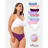 Alya Underwear Kadın Külot Pamuklu Slip, Renkli, Büyük Beden Iç Çamaşırı 10'lu Paket ( MULTICOLOR-X33 ) - Somon - Lila - 3XL