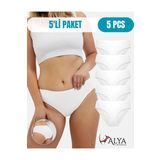 ALYA UNDERWEAR Kadın Pamuklu Bato / Hipster Külot - 5 Adet Beyaz (S, M, L, XL, 2XL, 3XL)