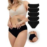 ALYA UNDERWEAR Kadın Pamuklu Bato / Hipster Külot - 5 Adet Siyah (S, M, L, XL, 2XL, 3XL) - Black - Siyah