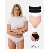 ALYA UNDERWEAR Kadın Pamuklu Bato / Hipster Külot 5'li Paket - 2 Adet Siyah, 1 Adet Beyaz, 2 Adet Ten - Ten - Siyah - 2XL