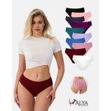 Alya Underwear Kadın Pamuklu Bato / Hipster Slip Külot - 10'lu Paket (MULTICOLOR-X26) - 3XL - Fuşya - Lacivert