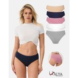 Alya Underwear Kadın Pamuklu Bato / Hipster Slip Külot - 5'li Paket (MULTICOLOR-P04) - 2XL - Gri - Gülkurusu