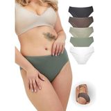 Alya Underwear Kadın Pamuklu Bato / Hipster Slip Külot - 5'li Paket (MULTICOLOR-P09) - 2XL - Taş - Haki