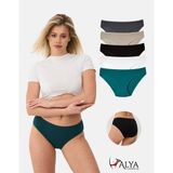 Alya Underwear Kadın Pamuklu Bato / Hipster Slip Külot - 5'li Paket (MULTICOLOR-P10) - XL - Yeşil - Beyaz - Siyah