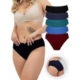 Alya Underwear Kadın Pamuklu Bato / Hipster Slip Külot - 5'li Paket (MULTICOLOR-P24) - 2XL - Bordo - Indigo
