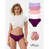 Alya Underwear Kadın Pamuklu Bato / Hipster Slip Külot - 5'li Paket (MULTICOLOR-P25) - XL - Fuşya - Lila