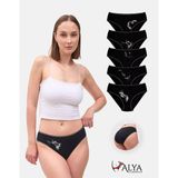 Alya Underwear Kadın Pamuklu Bato / Hipster Slip Külot - Kedi Baskılı, 5'li Paket (MULTICOLOR-P13) - 2XL - Simli Siyah