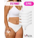 Alya Underwear Kadın Pamuklu Bato Tanga Külot, Büyük Beden - 5 Adet Beyaz, M