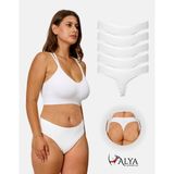 Alya Underwear Kadın Pamuklu Bato Tanga Külot, Büyük Beden - 5 Adet Beyaz, Xl