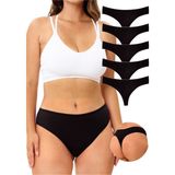 Alya Underwear Kadın Pamuklu Bato Tanga Külot, Büyük Beden - 5 Adet Siyah (2xl, 3xl, 4xl)