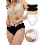 ALYA UNDERWEAR Kadın Pamuklu Bato/hipster Külot 5'li Paket - 2 Adet Siyah, 2 Adet Beyaz, 1 Adet Ten - Beyaz - Siyah - XL