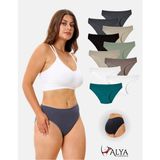Alya Underwear Kadın Pamuklu Külot Basic Slip Renkli 10'lu Paket Yüksek Bel Iç Çamaşırı ( MULTICOLOR-X31 ) - Koyu Yeşil - Bej - XL