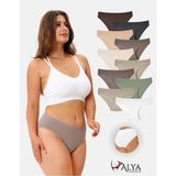 Alya Underwear Kadın Pamuklu Külot Basic Slip Renkli 10'lu Paket Yüksek Bel Iç Çamaşırı (Multicolor - X37) - Sütlü Kahve - Yeşil - XL