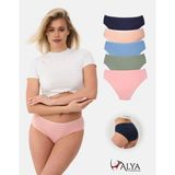 ALYA UNDERWEAR Kadın Pamuklu Renkli Bato / Hipster Slip Külot- Lacivert, Yeşil, Pembe, Pudra, Mavi -5'li Paket - Çok Renkli - XL