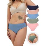 ALYA UNDERWEAR Kadın Pamuklu Renkli Bato / Hipster Slip Külot- Lacivert, Yeşil, Pembe, Pudra, Mavi -5'li Paket - Çok Renkli