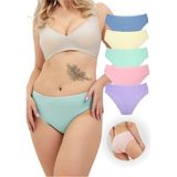ALYA UNDERWEAR Kadın Pamuklu Renkli Bato / Hipster Slip Külot- Sarı, Mint, Lila, Mavi, Somon -5'li Paket - Çok Renkli-KR1 - XL
